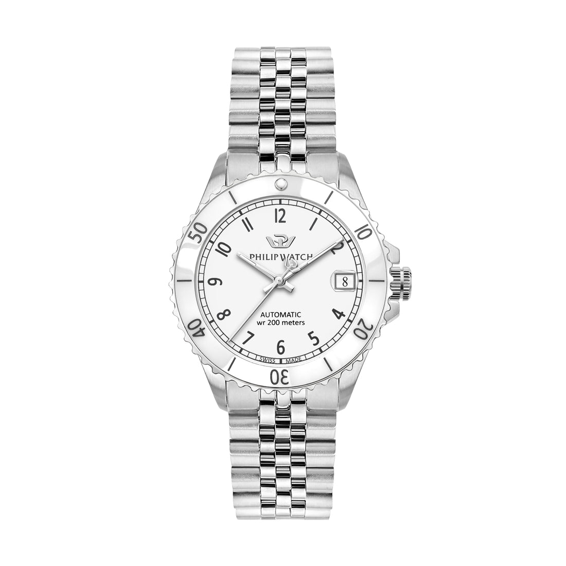 Philip Watch - Caribe Diving Silver Ladies Automatic Watch-Automatic Watches-PEROZ Accessories