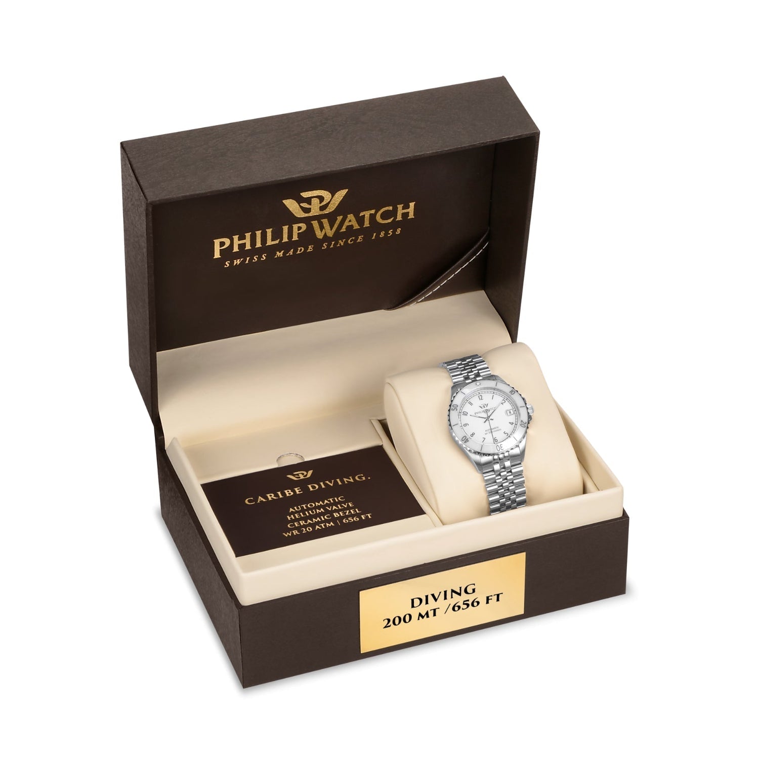 Philip Watch - Caribe Diving Silver Ladies Automatic Watch-Automatic Watches-PEROZ Accessories