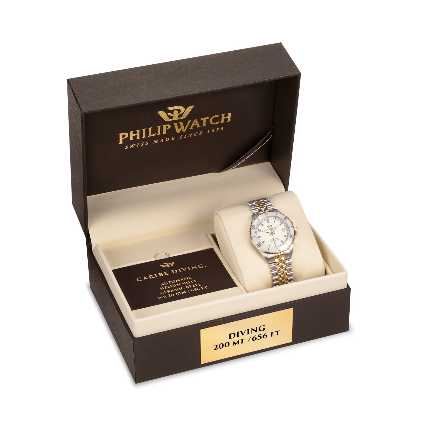 Philip Watch - Caribe Diving Two Tone Ladies Automatic Watch-Automatic Watches-PEROZ Accessories