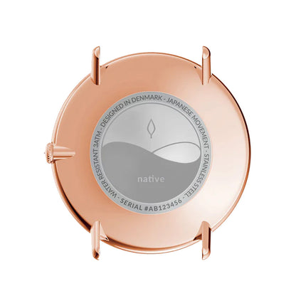 Nordgreen Native 36mm Rose Gold Case Black Leather Watch-PEROZ Accessories