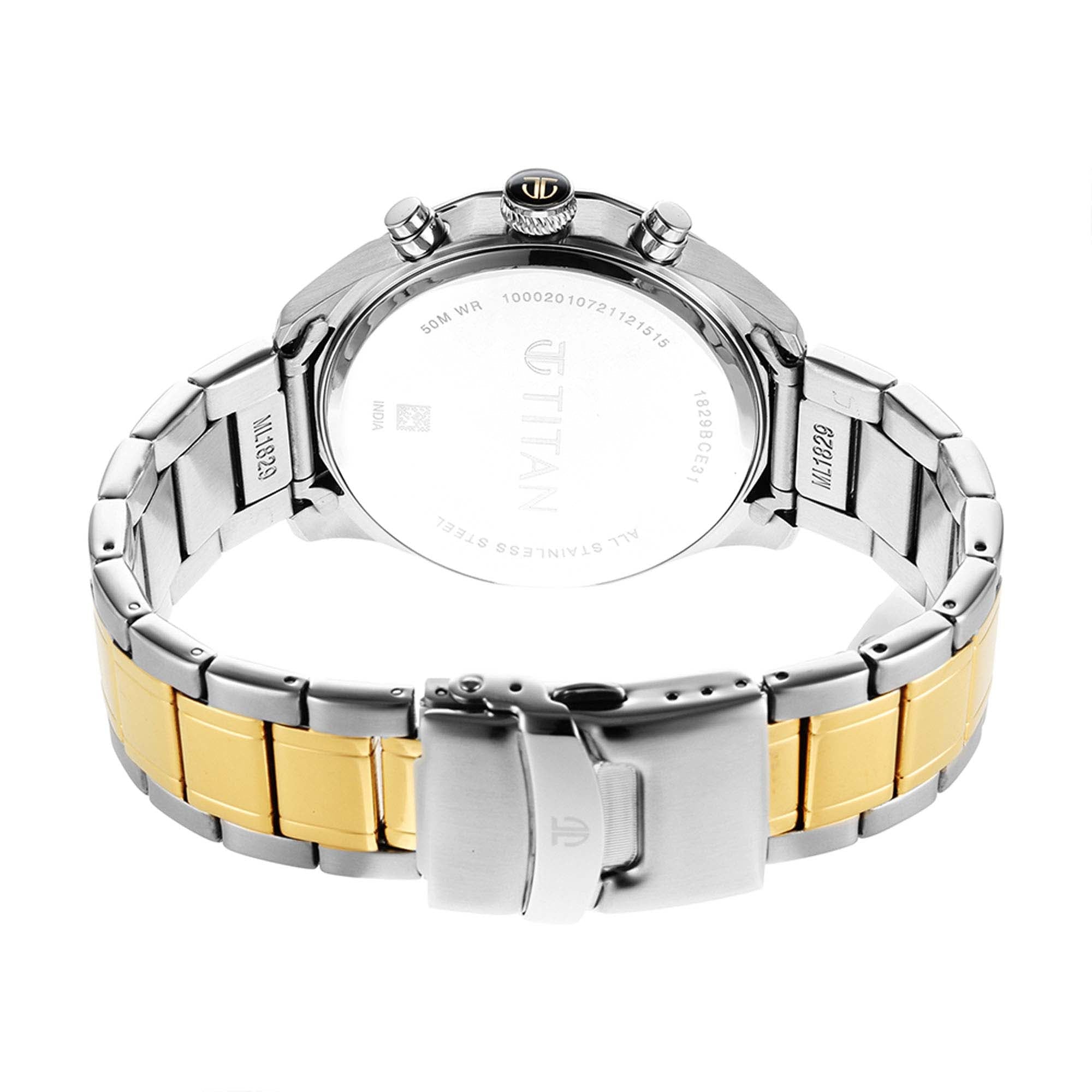 Titan Quartz Multifunction Silver Dial Stainless Steel Strap Watch for Men-PEROZ Accessories