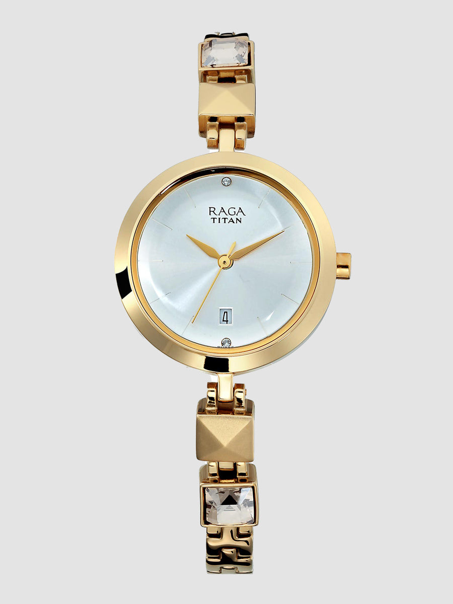 Titan Raga Viva Analogue Silver Dial Metal Strap Women Watch-PEROZ Accessories