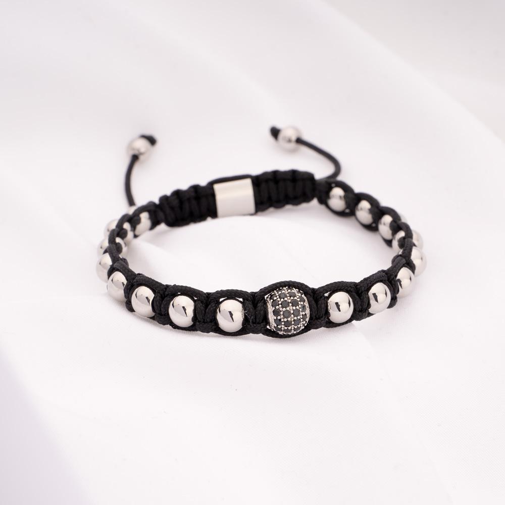 Silver Stainless Steel Beaded Bracelet - PEROZ Accessories