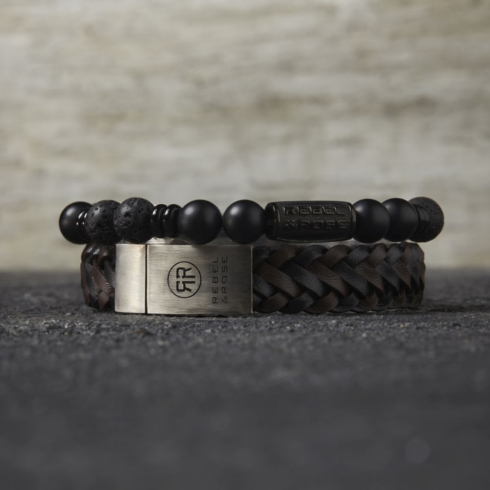 Rebel and Rose Variations Black 8mm Bracelet-PEROZ Accessories