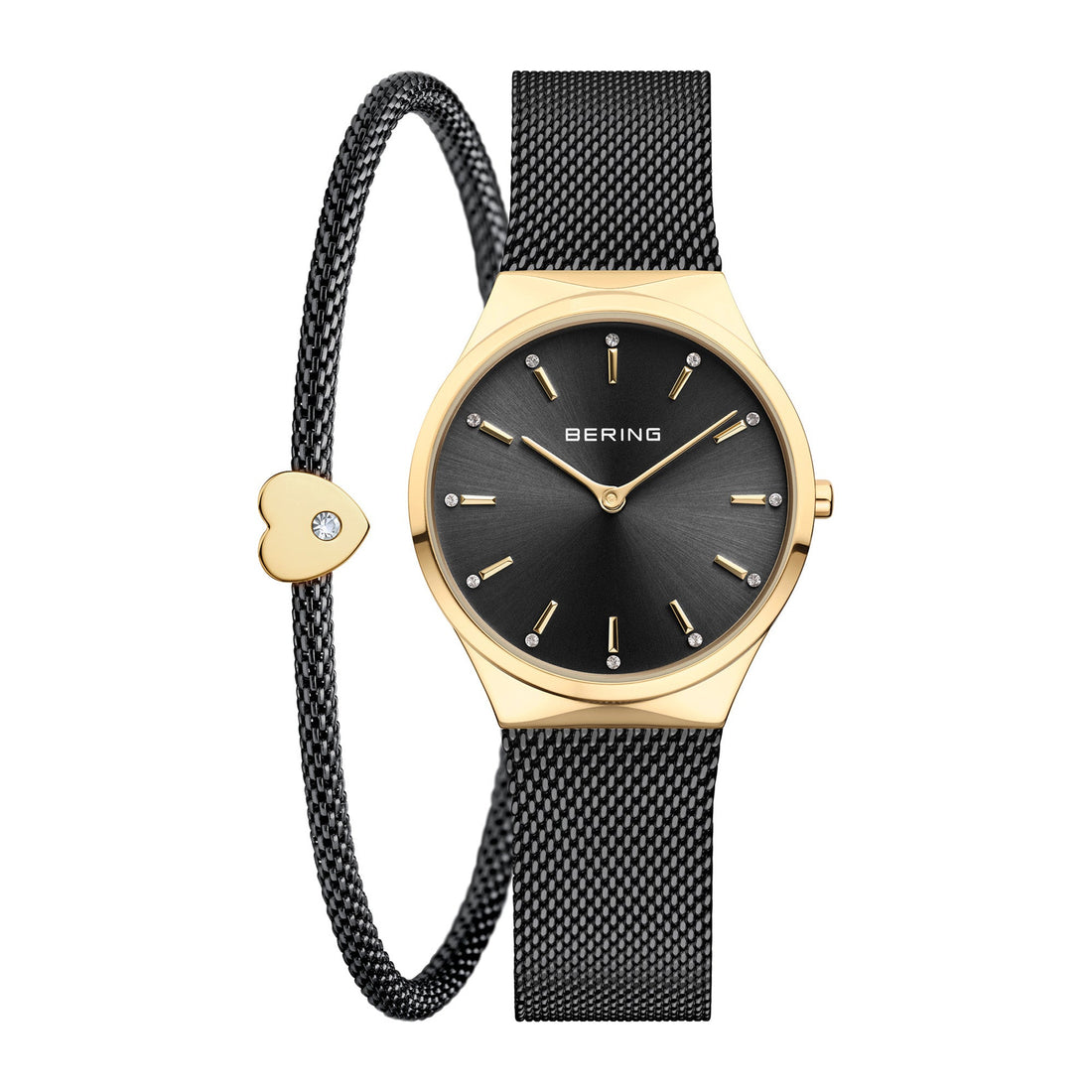 Bering Classic Gift Set 31mm Gold Black Stainless Steel Strap with Matching Bracelet Watch-PEROZ Accessories