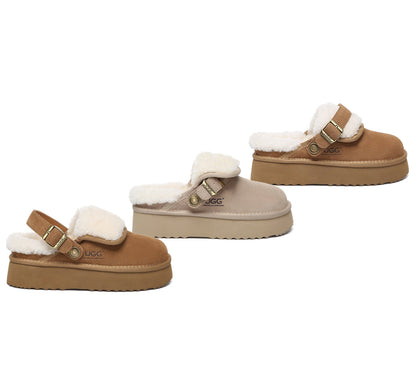 AUSTRALIAN SHEPHERD® 3-Way Style UGG Slippers Sheepskin Wool Slingback Platform Tenley-PEROZ Accessories