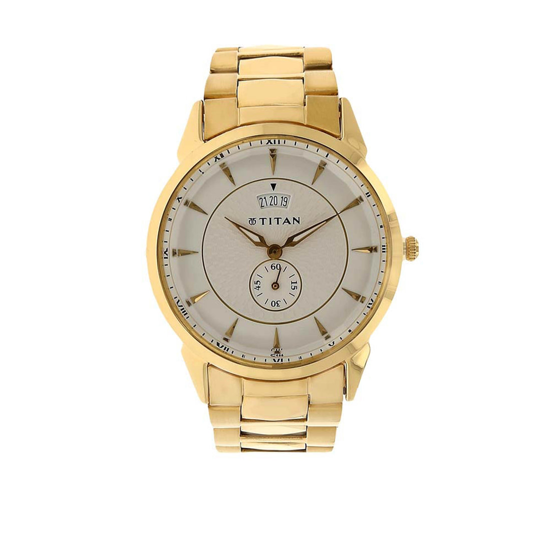 Titan Quartz Analogue with Date Silver Dial Stainless Steel Strap Watch for Men-PEROZ Accessories