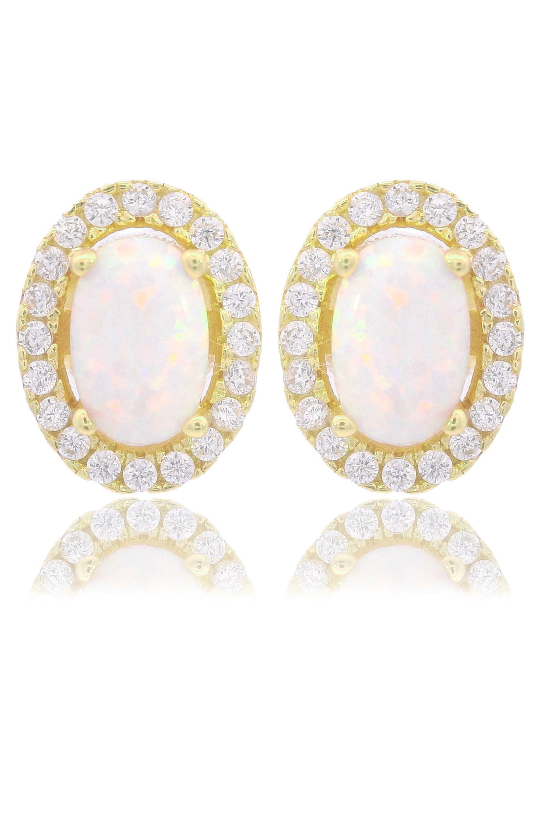 OPAL GLOW BLACKWATTLE WHITE CREATED OPAL EARRINGS GOLD-PEROZ Accessories