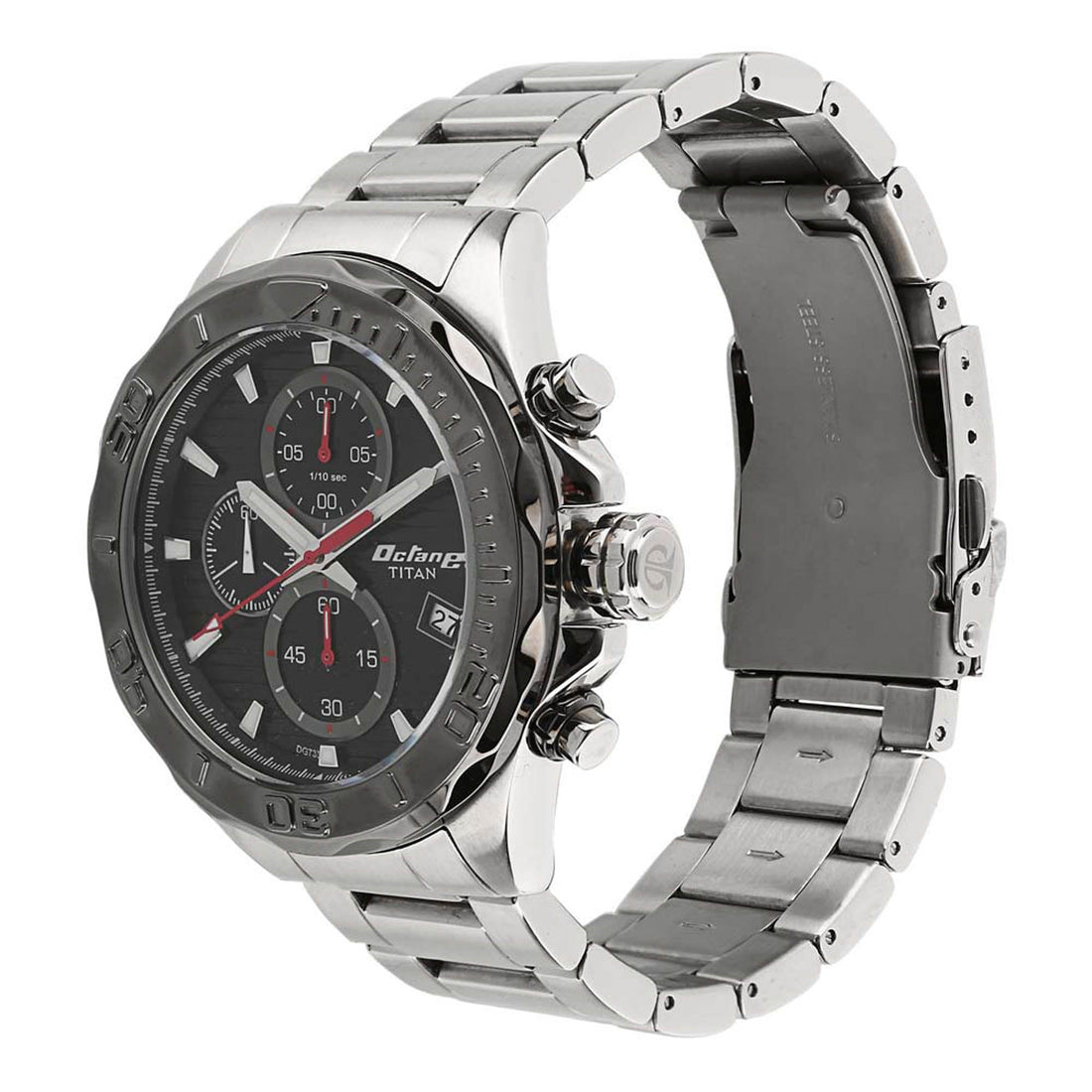 Titan Octane Black Dial Chrono Stainless Steel Watch for Men-PEROZ Accessories