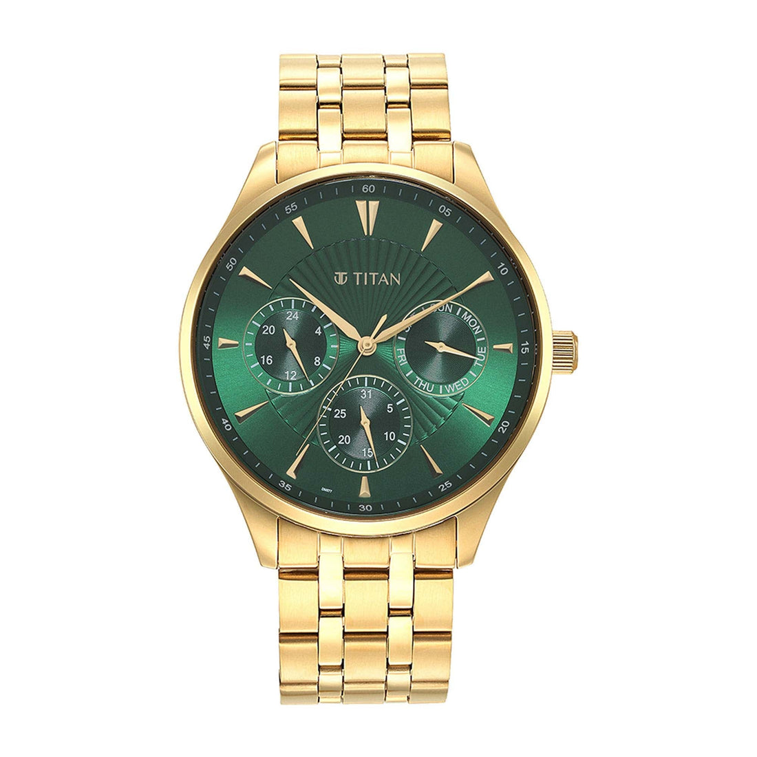Titan Opulent III Green Dial Multi Stainless Steel Strap watch for Men-PEROZ Accessories