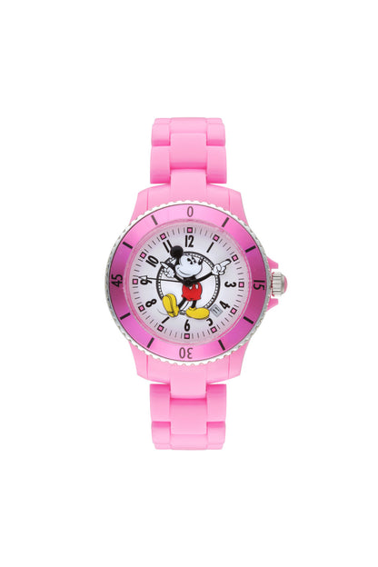 Disney Mickey Sports 40mm White Dial Pink Stainless Steel Watch-PEROZ Accessories