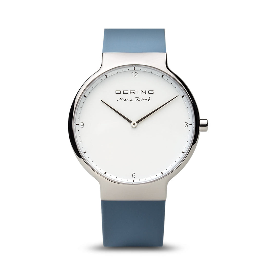 Bering Max René Polished Silver Blue Silicone Watch-PEROZ Accessories