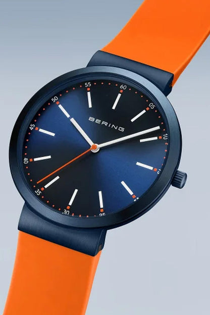 Bering Gents 41mm Blue Dial Blue Silicon Strap Watch-PEROZ Accessories