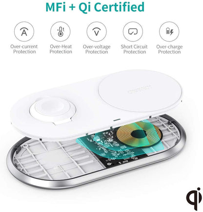 CHOETECH T317 2-in-1 Dual Wireless Charger Pad (MFI Certified)-Chargers-PEROZ Accessories