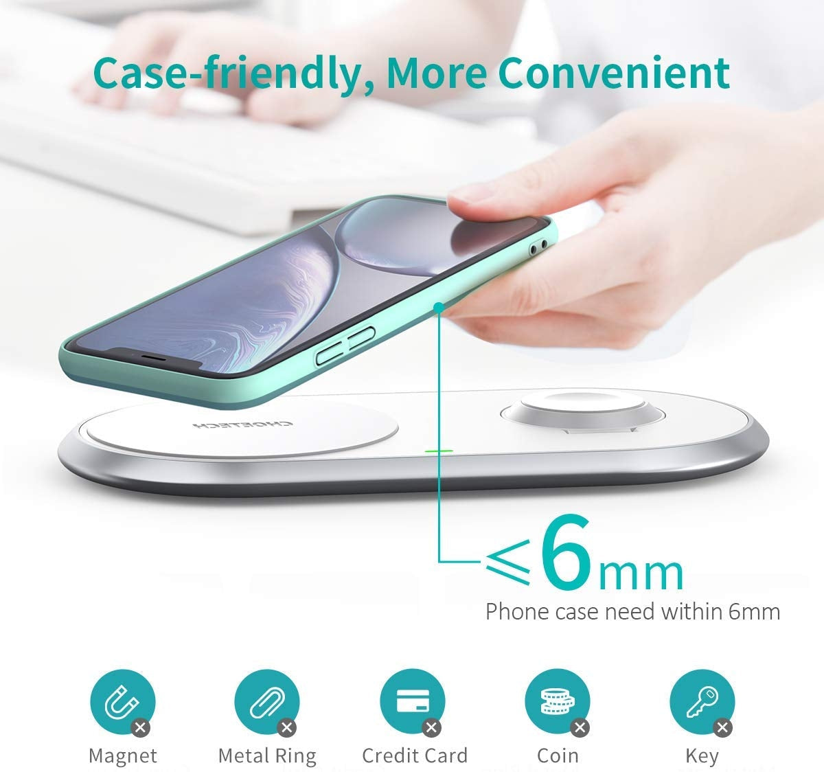 CHOETECH T317 2-in-1 Dual Wireless Charger Pad (MFI Certified)-Chargers-PEROZ Accessories