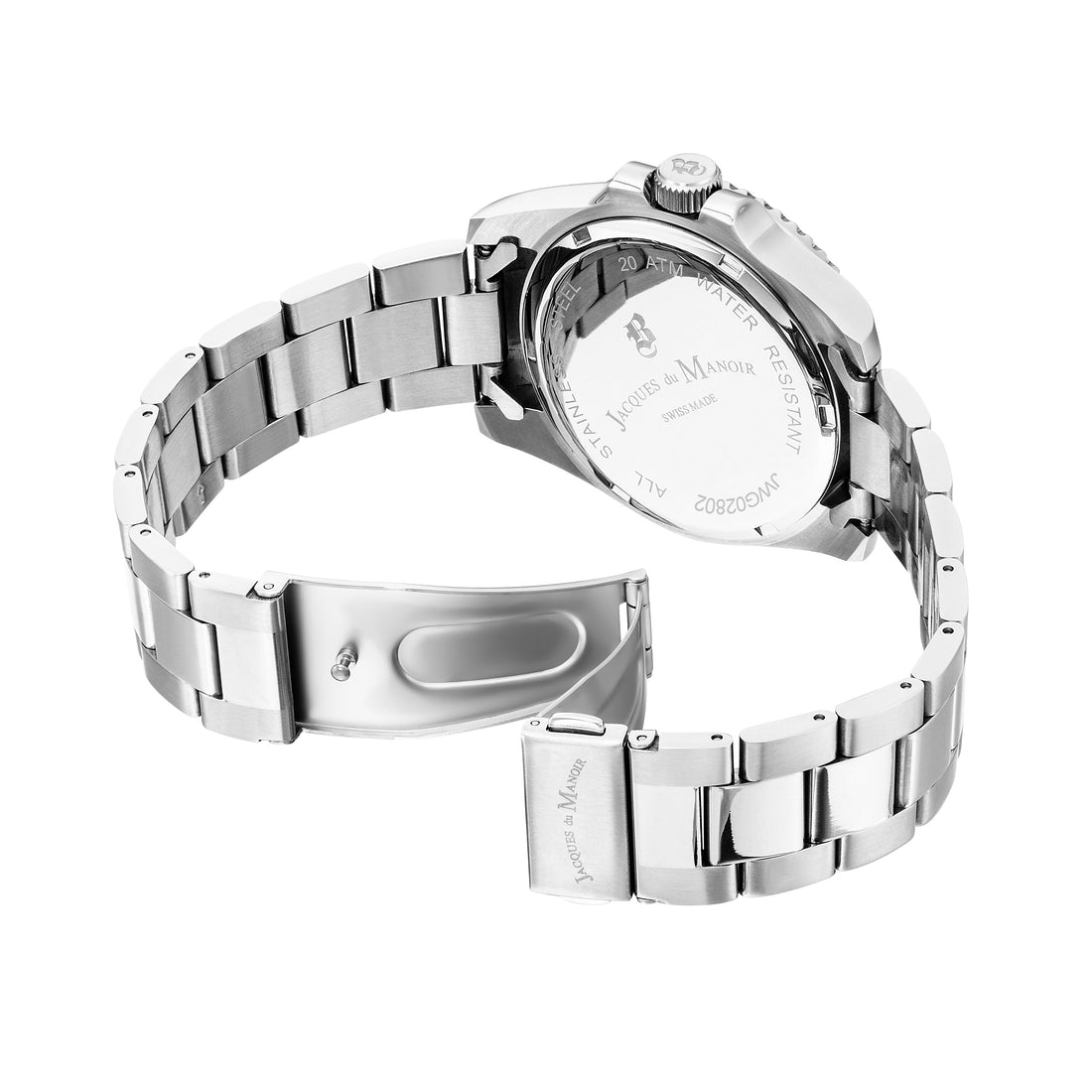 Jacques Du Manoir Swiss-Made Pro Scuba 43mm 200m Water Resistant Stainless Steel and Blue Watch-PEROZ Accessories