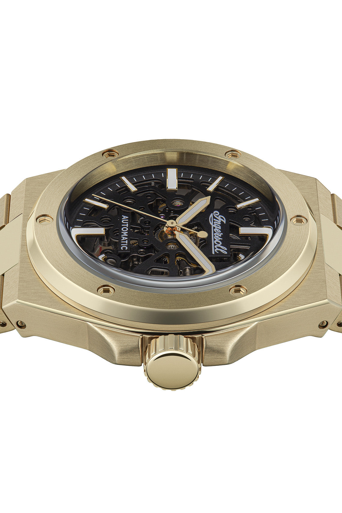 Ingersoll The Baller Automatic Black Dial Gold Stainless Steel Strap Watch-PEROZ Accessories