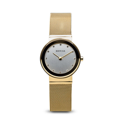 Bering Classic Polished Gold Mesh Swarovski Watch-PEROZ Accessories