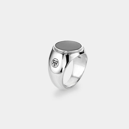 Rebel and Rose Ring Round Onyx Lowneck-PEROZ Accessories