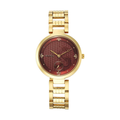 Titan Tet Red Dial Analogue Stainless steel Strap Watch for Men-PEROZ Accessories