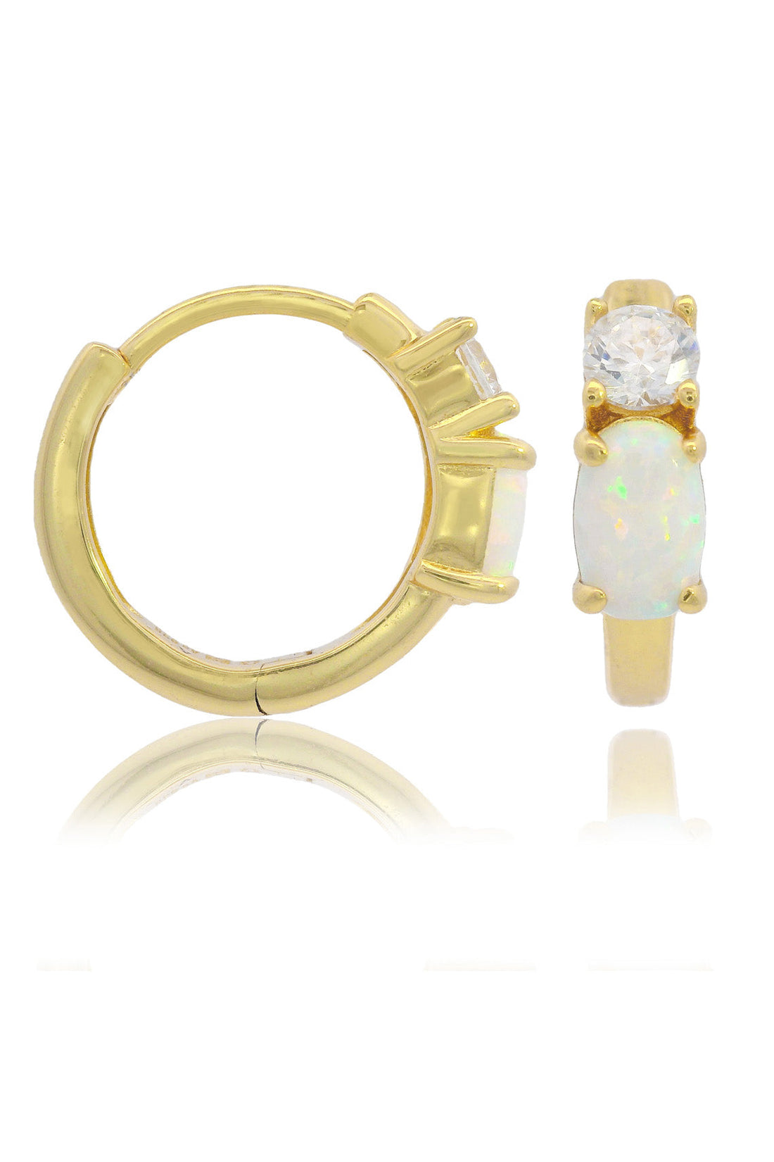 OPAL GLOW WHITE CREATED OPAL HOOP EARRINGS GOLD-PEROZ Accessories