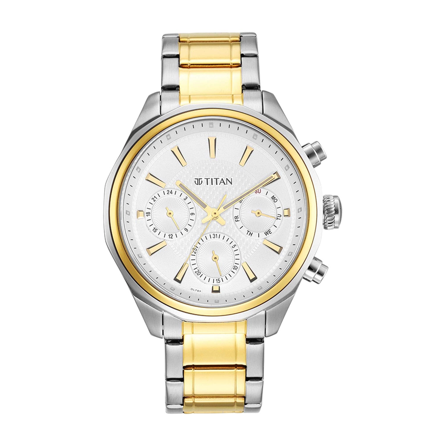 Titan Quartz Multifunction Silver Dial Stainless Steel Strap Watch for Men-PEROZ Accessories