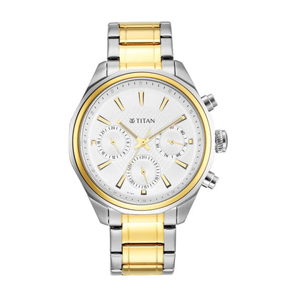 Titan Quartz Multifunction Silver Dial Stainless Steel Strap Watch for Men-PEROZ Accessories