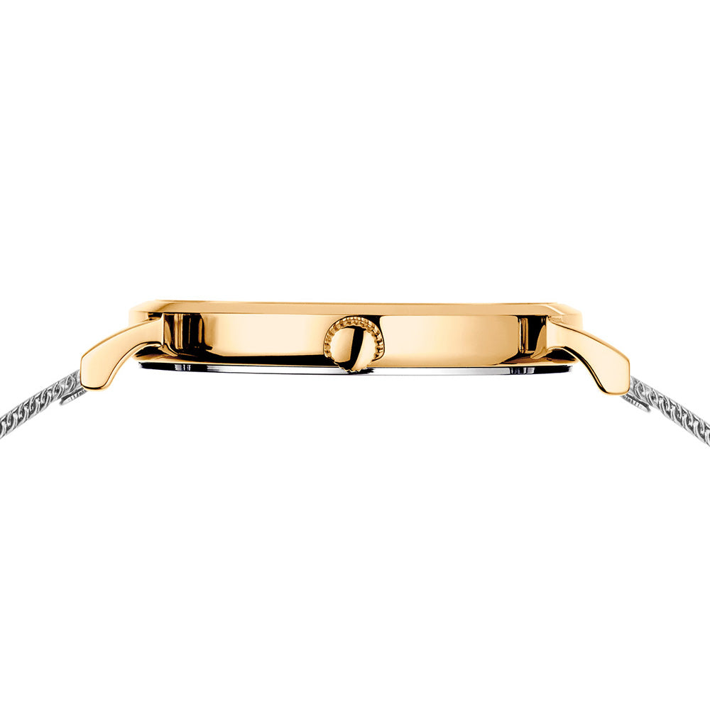 Bering Classic 34mm Polished Gold Case and Silver Strap Watch-PEROZ Accessories
