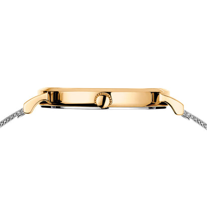 Bering Classic 34mm Polished Gold Case and Silver Strap Watch-PEROZ Accessories