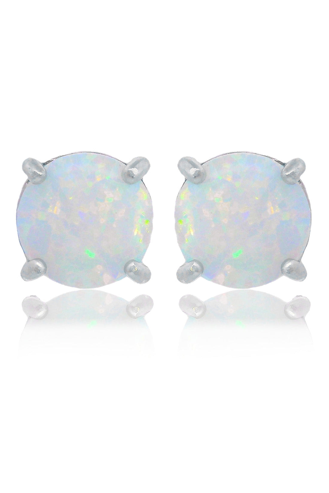OPAL GLOW WHITE CREATED OPAL STUD EARRINGS SILVER-PEROZ Accessories