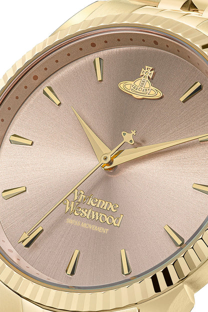 Vivienne Westwood Seymore Pink Dial Gold Strap Watch-PEROZ Accessories