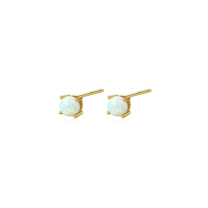Callie - White/Blue Opal Stud Earrings-Earrings-PEROZ Accessories