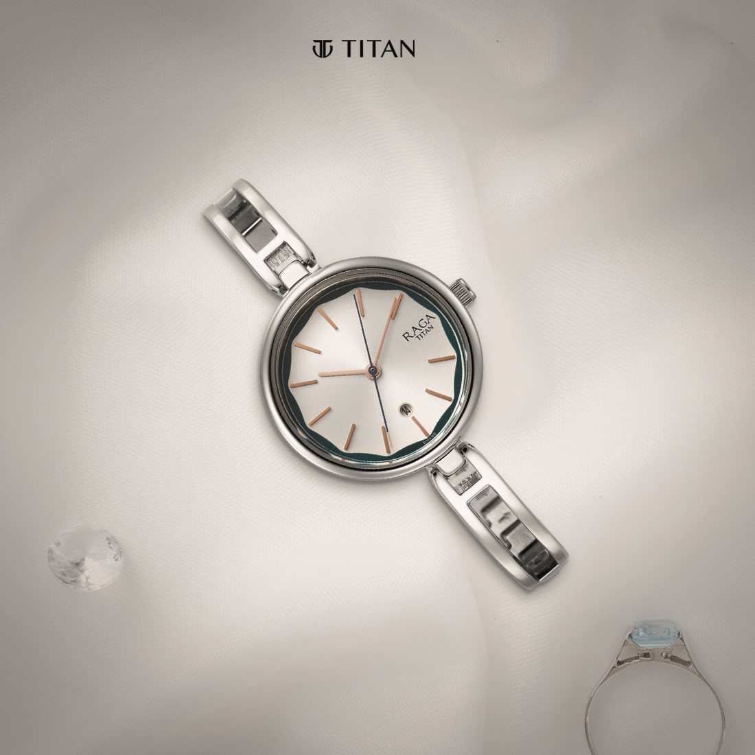 Titan Raga Viva Silver Dial Metal Strap Watch for Women-PEROZ Accessories