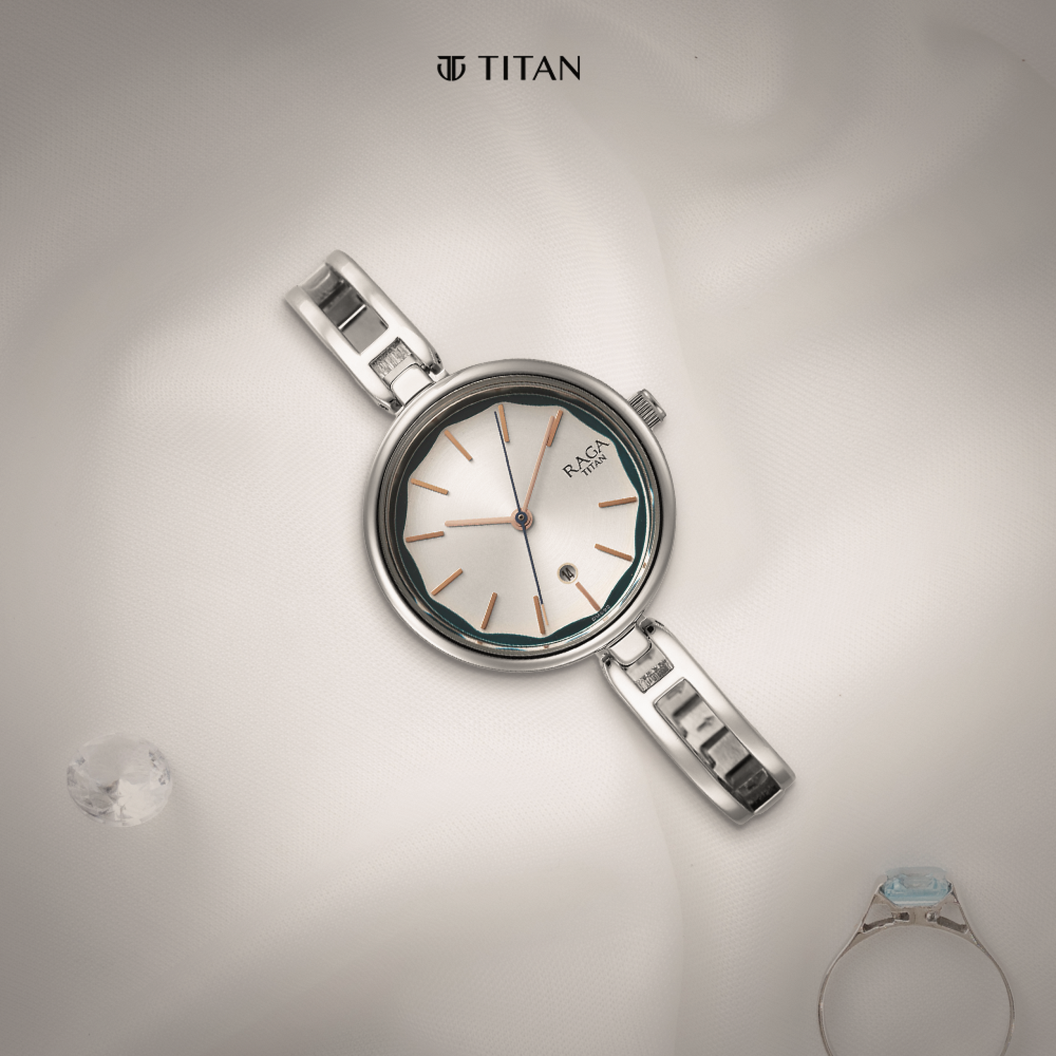 Titan Raga Viva Silver Dial Metal Strap Watch for Women-PEROZ Accessories
