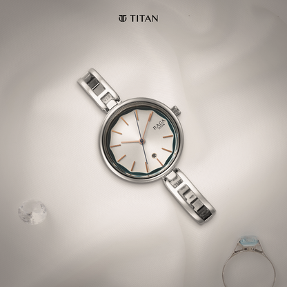 Titan Raga Viva Silver Dial Metal Strap Watch for Women-PEROZ Accessories
