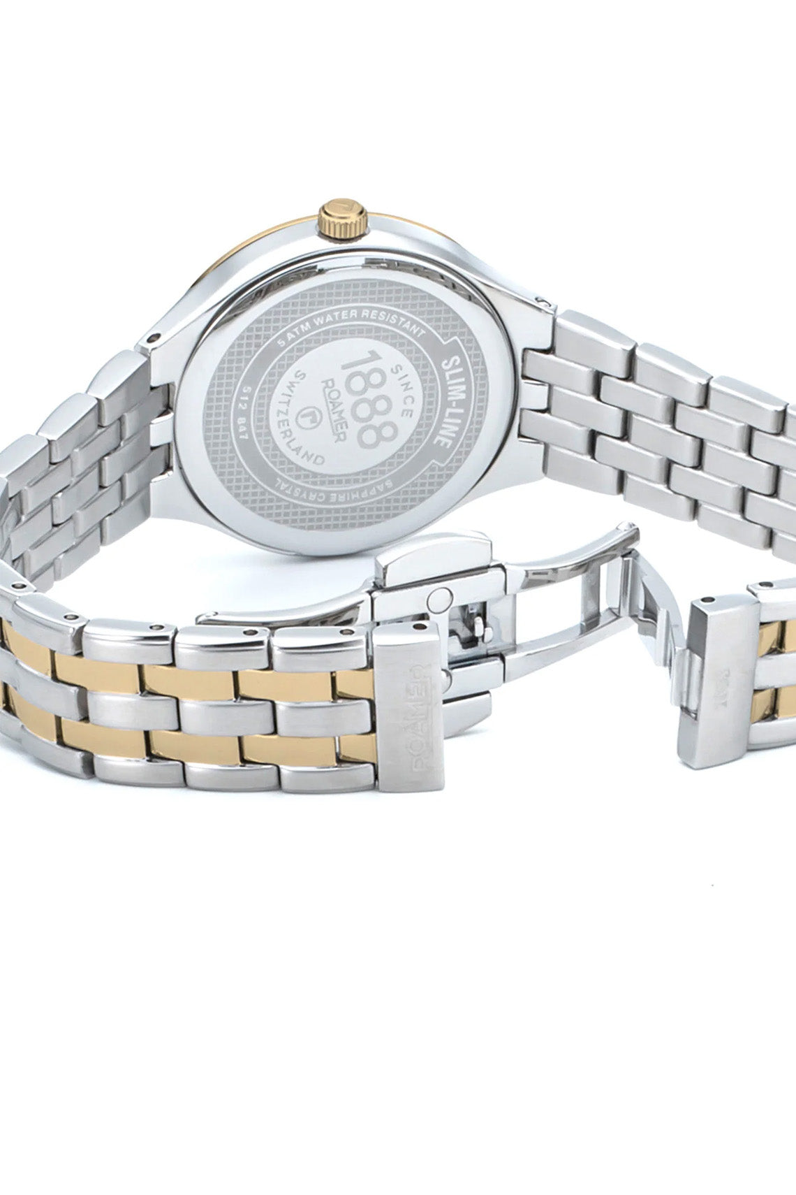 Roamer Slim Line 30mm Mother of Pearl and Diamond Dial Two Tone Stainless Steel Strap Watch-PEROZ Accessories