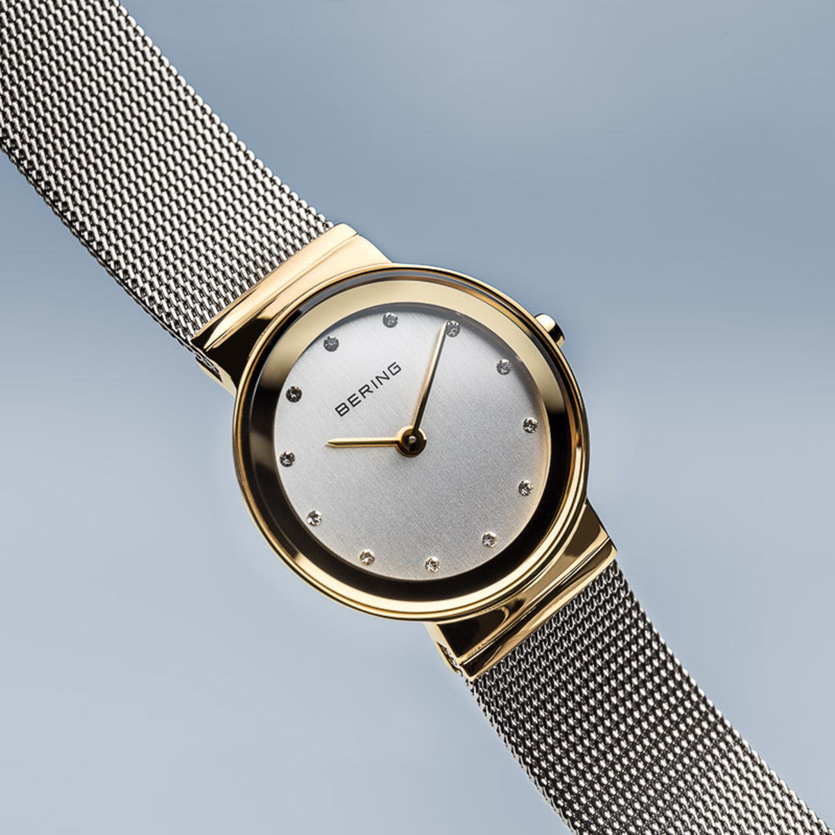 Bering Classic Polished Gold Silver Mesh Watch-PEROZ Accessories