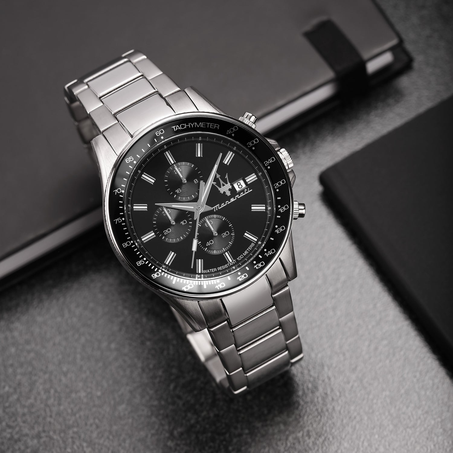 Maserati Sfida 44mm Black Dial Chronograph Watch-PEROZ Accessories