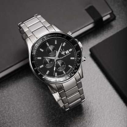 Maserati Sfida 44mm Black Dial Chronograph Watch-PEROZ Accessories