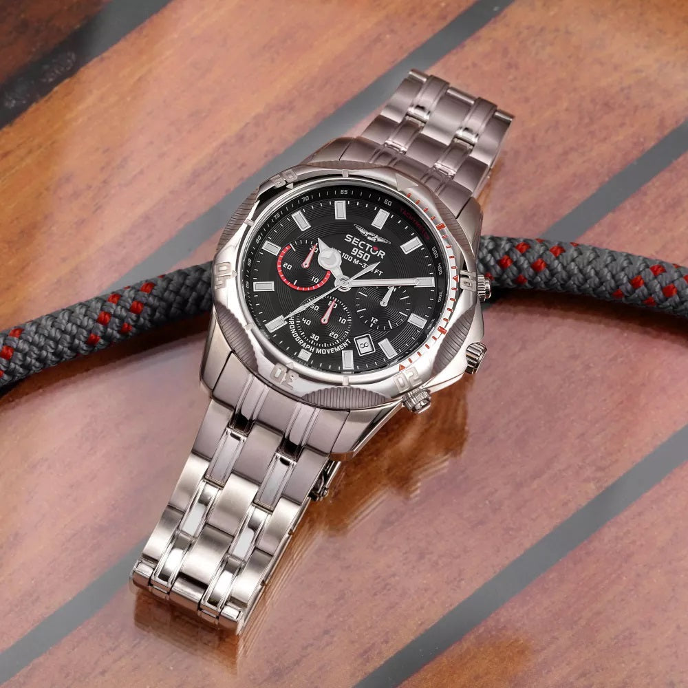 Sector 950 Black Dial Steel Chronograph-PEROZ Accessories