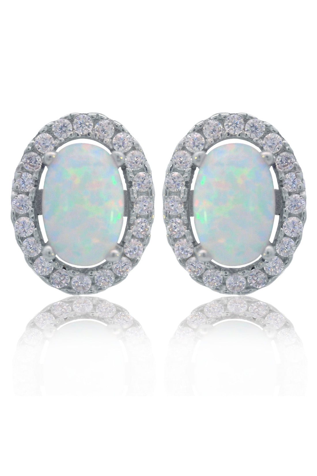 OPAL GLOW BLACKWATTLE WHITE CREATED OPAL EARRINGS SILVER-PEROZ Accessories