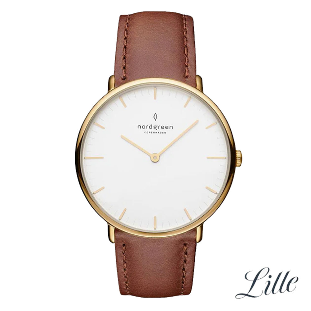 Nordgreen Native 28mm Brown Leather Strap Watch-PEROZ Accessories