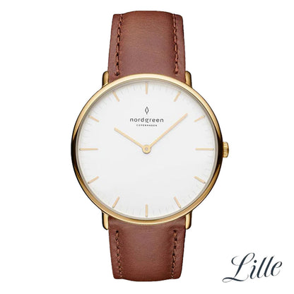 Nordgreen Native 28mm Brown Leather Strap Watch-PEROZ Accessories