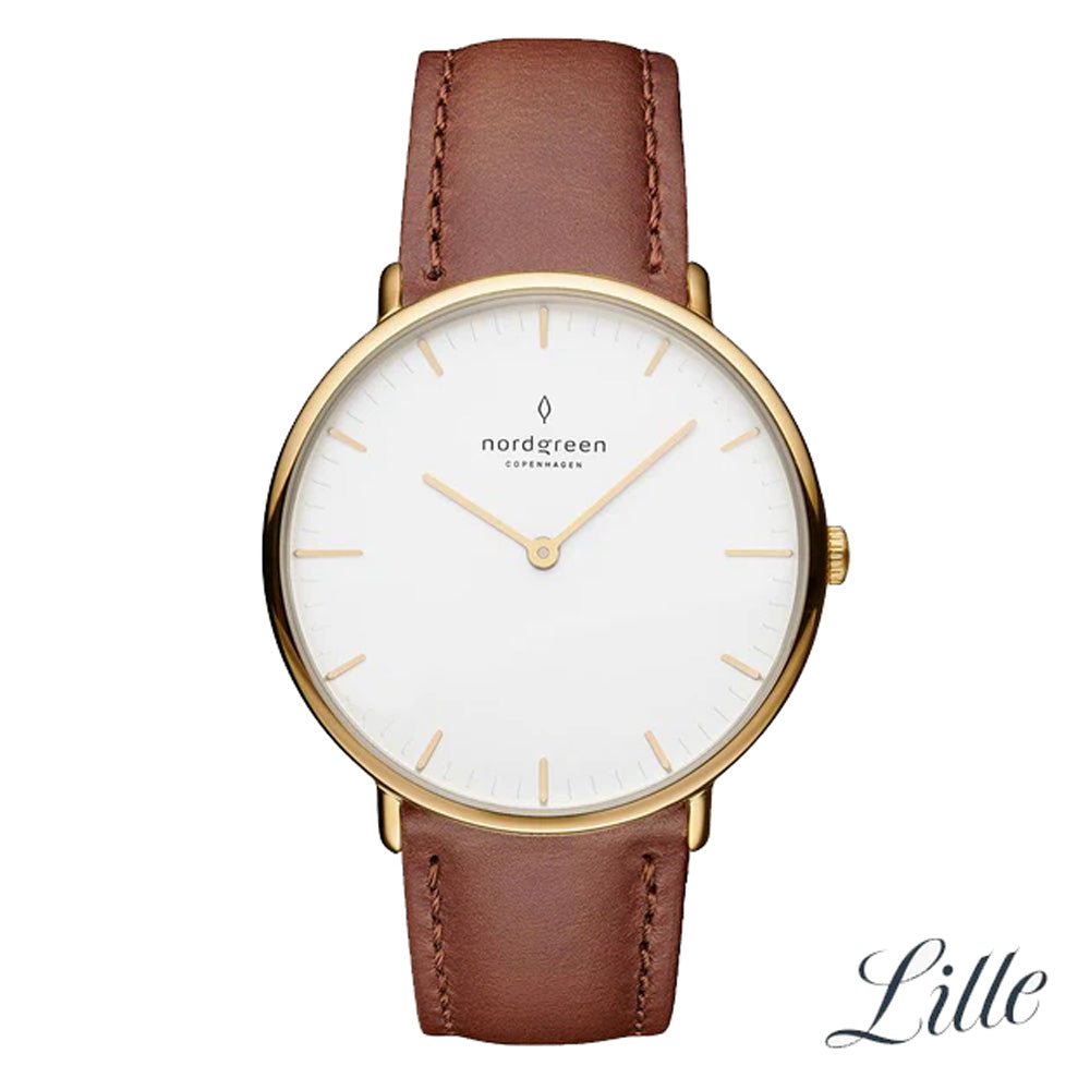 Nordgreen Native 32mm Brown Leather Strap Watch-PEROZ Accessories