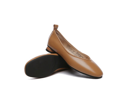 TARRAMARRA® Women Leather Round Toe Ballet Flats-PEROZ Accessories