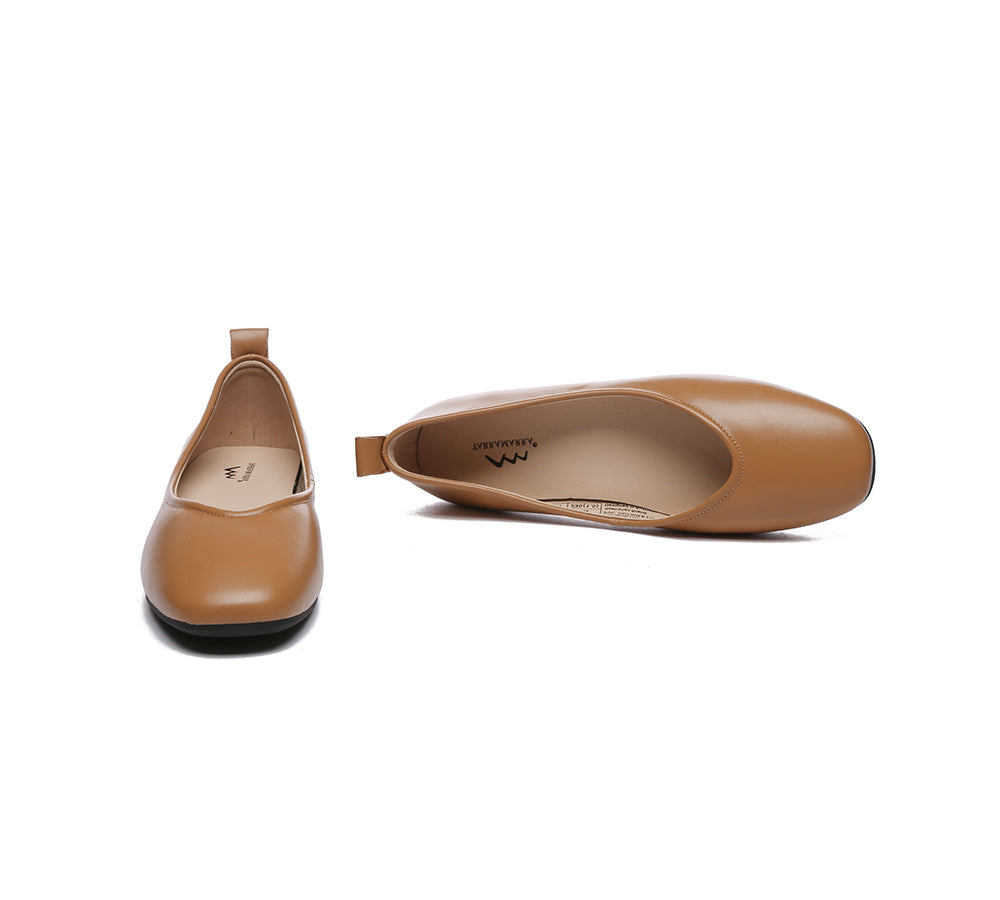 TARRAMARRA® Women Leather Round Toe Ballet Flats-PEROZ Accessories