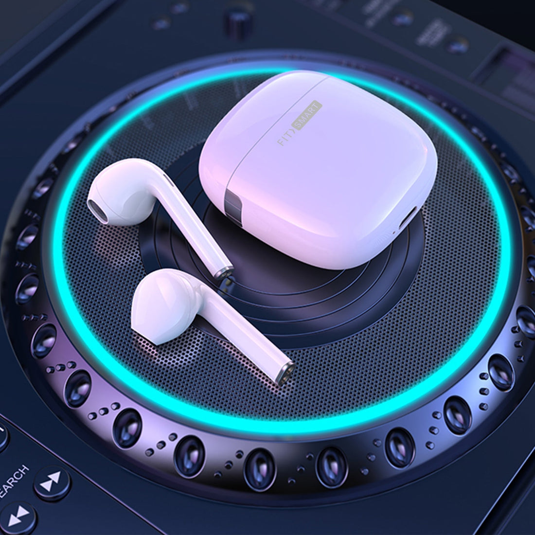 Fitsmart Headphones With Charging Case Wireless Portable White-Headphones-PEROZ Accessories