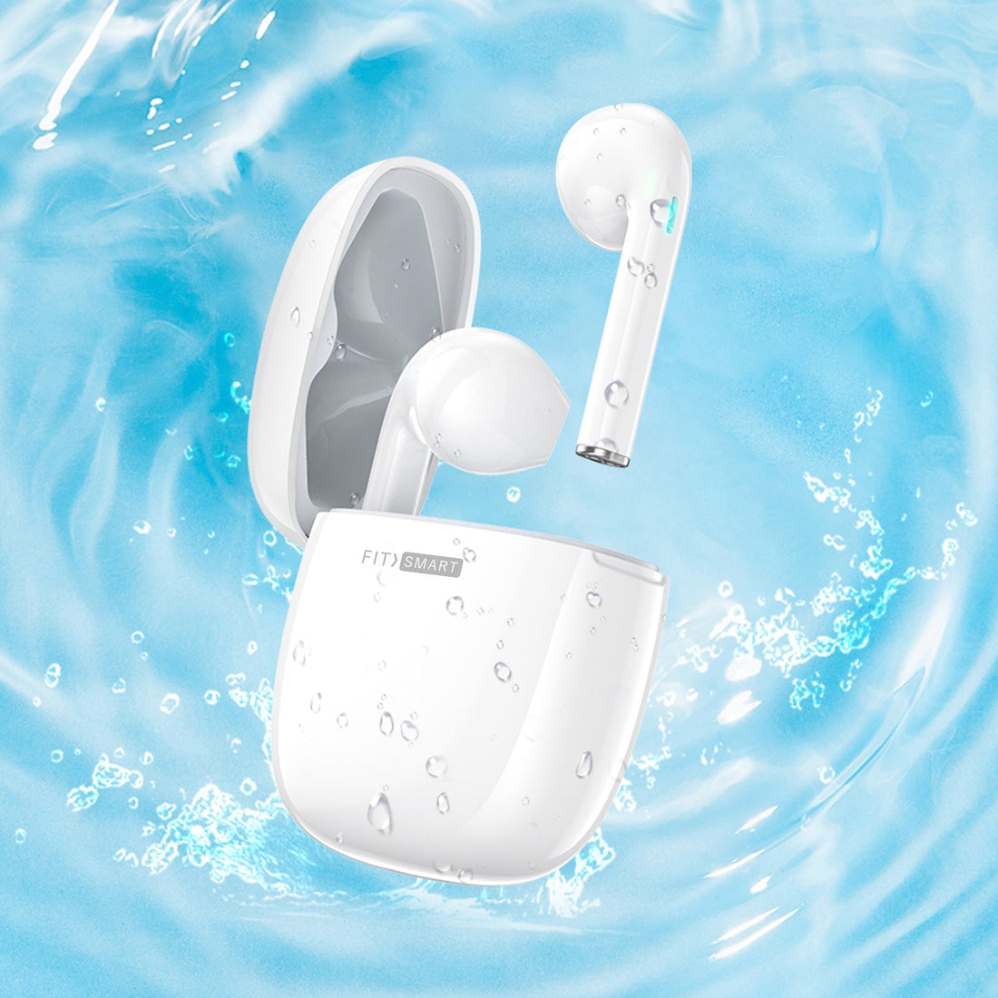 Fitsmart Headphones With Charging Case Wireless Portable White-Headphones-PEROZ Accessories