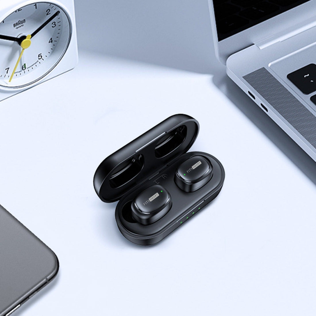 FitSmart In Ear Buds with Charging Case Portable Wireless Black-Headphones-PEROZ Accessories