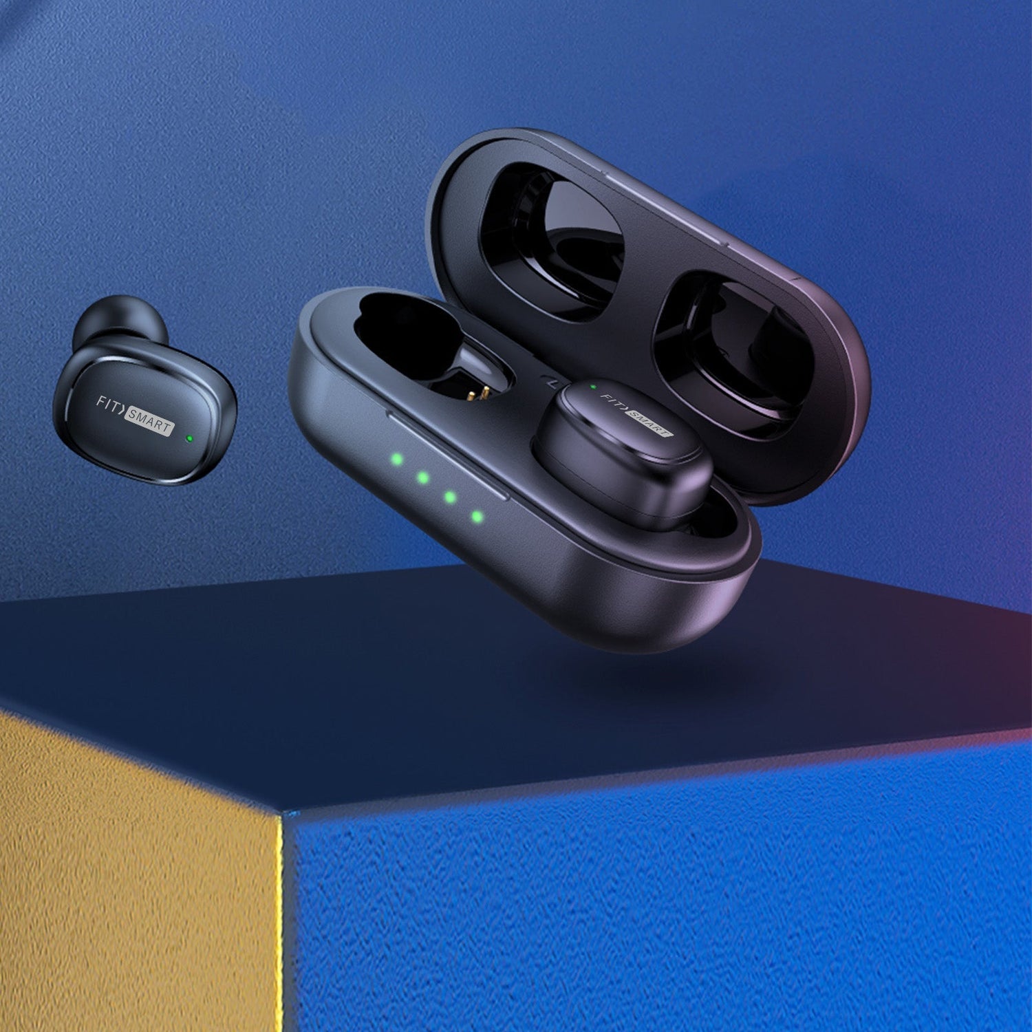 FitSmart In Ear Buds with Charging Case Portable Wireless Black-Headphones-PEROZ Accessories